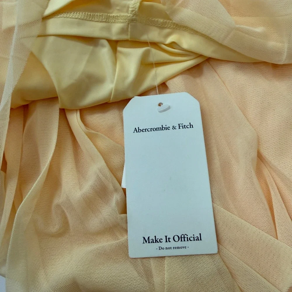 Abercrombie & Fitch Giselle Drop-Waist Maxi Dress Butter Yellow Size Large Tall